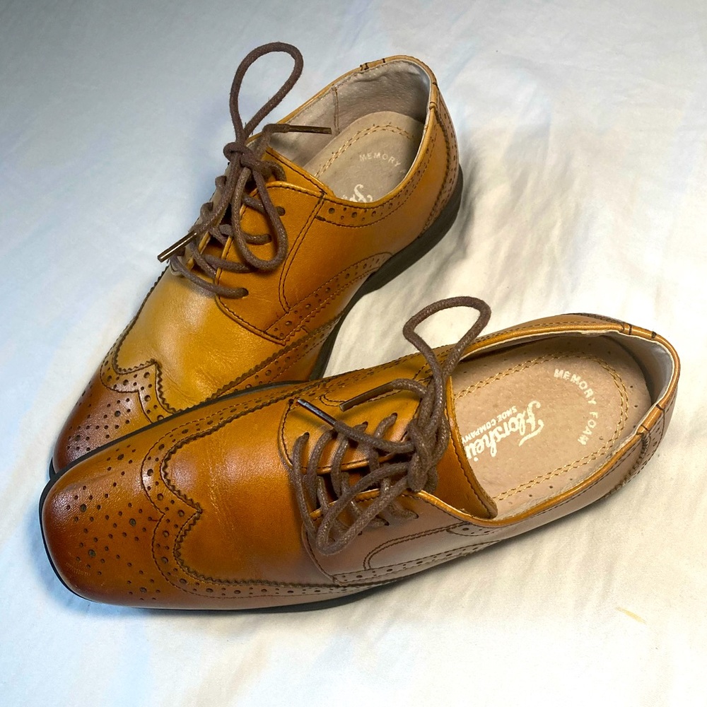 Florsheim Kids Wingtip Oxfords Boys Size 3M Cognac Leather